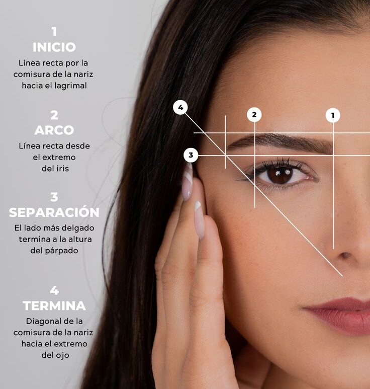 Esquema de visagismo regla 3 puntos para diseño de cejas paso a paso